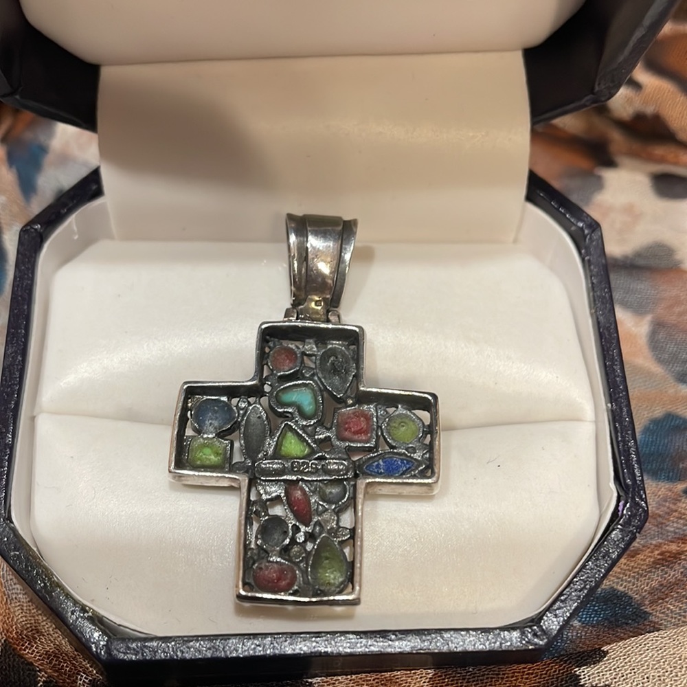Multi Colored Sterling Silver Cross - image 3